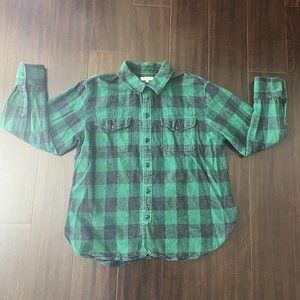 Madewell Womens Large Green Plaid Long Sleeve Button Down Shirt